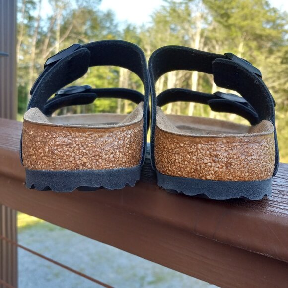 NWOB Birkenstock Arizona Black Birko Flor Black Buckle Sz EU 38 US 7 - 7.5 DEFEC - Picture 11 of 16